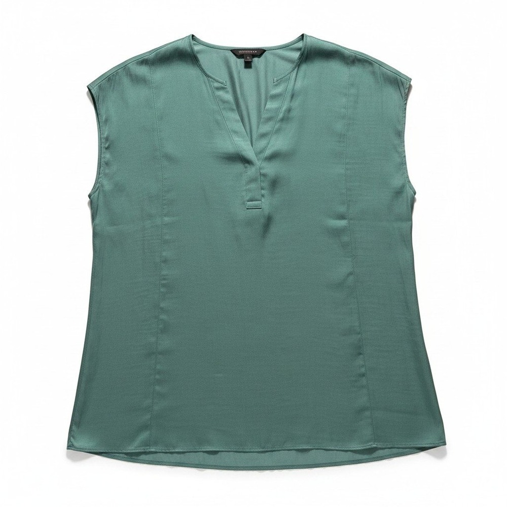 Banana Republic XL Womens Green V-Neck Blouse Short Sleeve Casual Boho Top